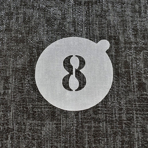 Reusable 'Number 8' Coffee Stencil. High Quality Strong 350 Micron Stencils.