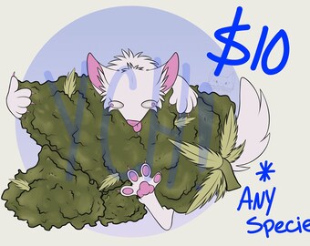 Nug Blepper YCH - Furry art - 4/20 Themed - Weed Themed