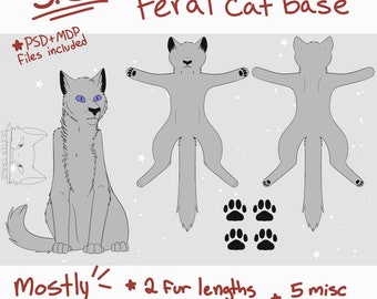 Ready to Color Feral Cat Base Reference Sheet Style Warrior Cats Reference  Adoptable Base - Etsy