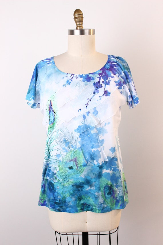 Flutter Sleeve Ruffle Front Tee - Flutter Sleeve R