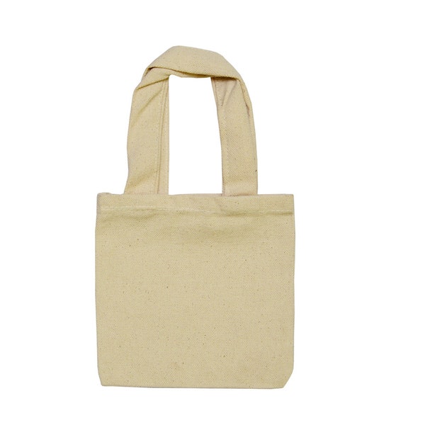 6 x 5.5" Mini Tote Bag Canvas with Handles Natural | 5 Pack | 10 Pack | 15 Pack | Blank Cotton| Plain Small Party Favor Gift Bag Reusable