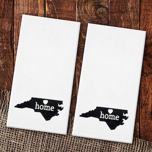 North Carolina Home State Flour Sack Towel: State Pride Decor - Set of 2