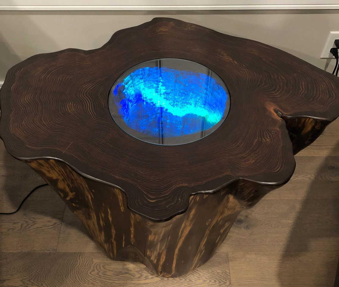 Tree Stump Coffee/end Table With Light Feature Etsy Canada