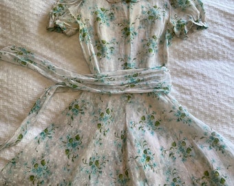 Adorable antique 1930s sundress cotten organza vintage dress
