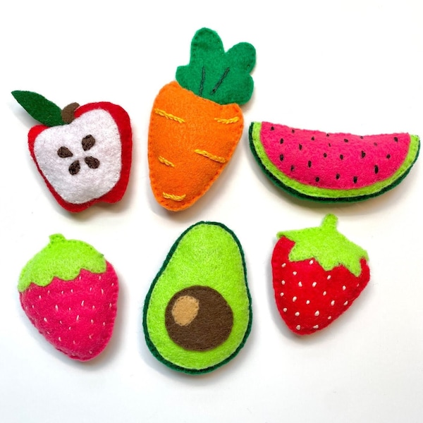 Handsewn Fruit and Veggie/Vegetable Felt Catnip Toys for Cats