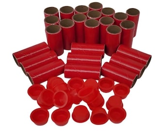 25pc M80 Fireworks Gloss Red Pyro Tubes and End Plugs 9/16" x 1-1/2" x 1/16"