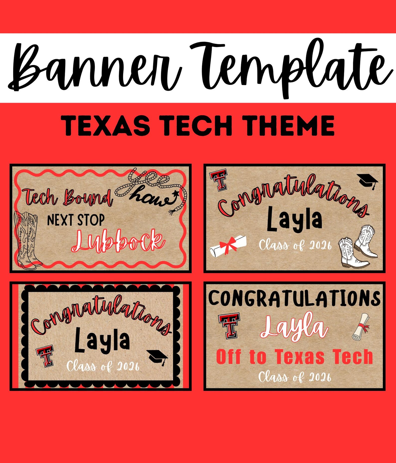 Texas Tech Graduation Banner - Etsy