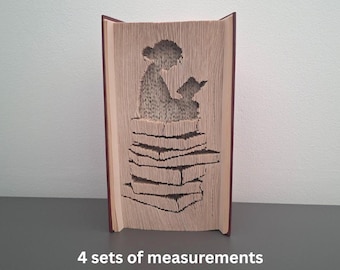 Alleen patroon - meisje leest boeken Boekvouw - knippen en vouwen - boekvouwpatroon, 329 pagina's, pdf's, downloaden, leesgrage, boekenwurm, stapel boeken