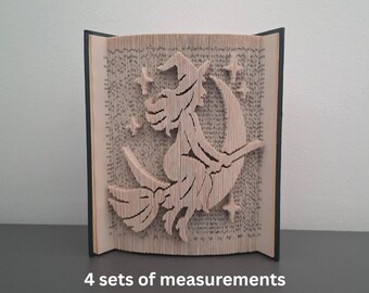 Pattern Only - Witch on Broomstick Book Fold - cut and fold - Moon, Witchy Book Fold, Witchcraft, PDF, Halloween Book Pattern, 441 pages