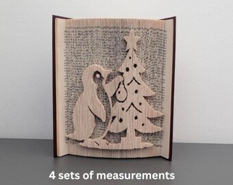Pattern Only - Christmas Penguin Book Fold - cut and fold - book folding pattern, PDF Book Pattern, Festive Book Pattern, Xmas, 445 pages