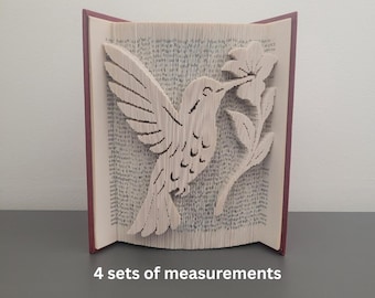 Pattern Only - Hummingbird and Flower Book Folding - cut and fold - book folding pattern art, 481 pages, flower pattern, PDF pattern, bird
