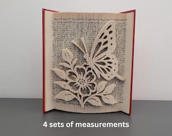 Patron uniquement - Pliage de livre papillon et fleur - coupé et plié - modèle de pliage de livre d'art, 439 pages, motif de fleurs, pli de livre, joli