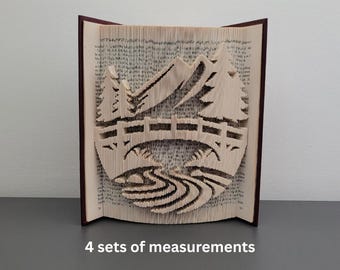 Pattern Only - Bridge and Mountain Landscape Book Folding - cut and fold - book folding pattern art, 481 pages, PDFs, Nature, Countryside