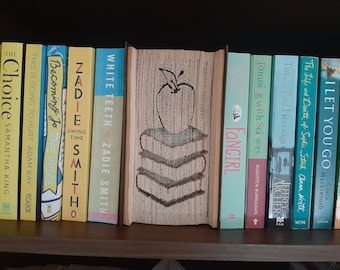 Pattern Only - Books and Apple Book Folding - cut and fold - book folding pattern art bookish origami, teacher gift, teaching, literature