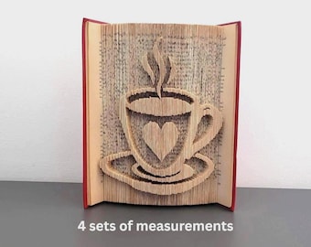 Pattern Only - Heart Mug Book Fold - cut and fold - book folding pattern art, Book pattern pdf, 425 pages, coffee book fold, tea book fold