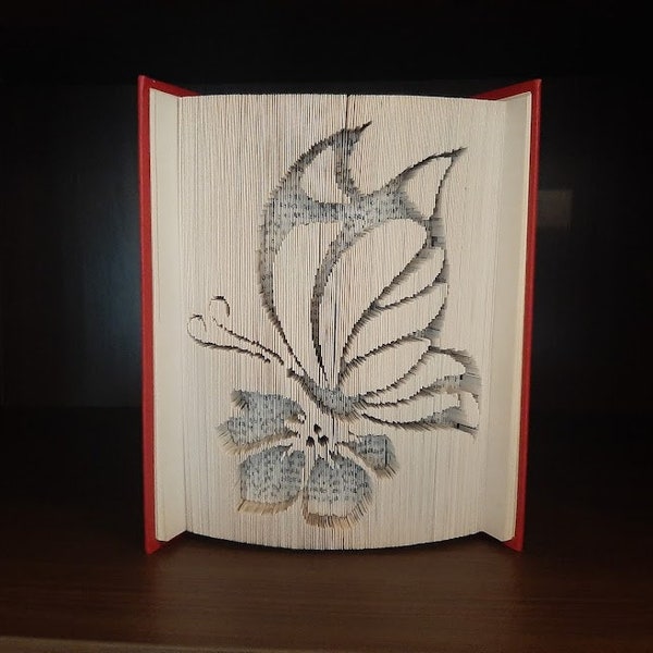 Pattern Only - Butterfly and Flower book folding art - cut and fold - 180 - 401 pages home decor handmade craft ideas pretty bookworm uk