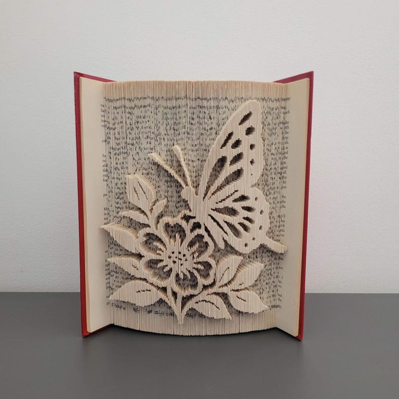 Pattern Only - Butterfly and Flower Book Folding - Cut and Fold - Book ...