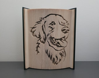 Solo patrón - Libro plegable de perro retriever - cortar y doblar - patrón de plegado de libro, 421 páginas, patrón de plegado de libro de golden retriever, perro, pdf