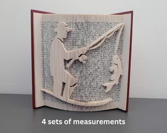 Pattern Only - Fishing Book Folding - cut and fold - book folding pattern art, Book pattern pdf, fisherman book fold, 469 pages, fish, boat