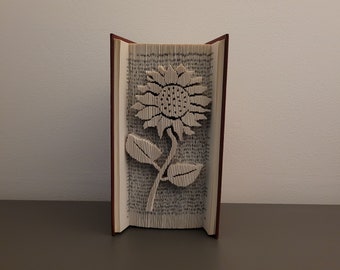 Modèle uniquement - modèle de pliage de livre tournesol - livre coupé et plié, pliage de livre de fleurs, art de pliage de livre, modèles de pliage de livre, livre plié