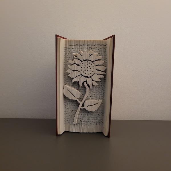 Pattern Only - Sunflower Book Folding Pattern - cut and fold book, flower book folding, book fold art, book folding patterns, folded book