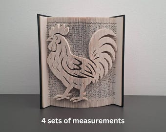 Pattern Only - Chicken Book Folding - cut and fold - book folding pattern, 455 pages, PDF pattern, chicken book fold, rooster book fold, hen