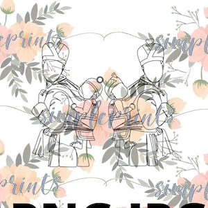 Hmong Design, Hmong Digital, Hmong Print, Hmong Woman Carrying Child, Boy and Girl, Continuous Line Art