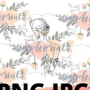 Hmong Design, Hmong Digital, Hmong Print, Hmong Woman &quot;Temple&quot;, Continuous Line Art