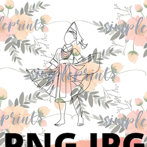 Hmong Design, Hmong Digital, Hmong Print, Hmong Woman Dancer 3 , Continuous Line Art