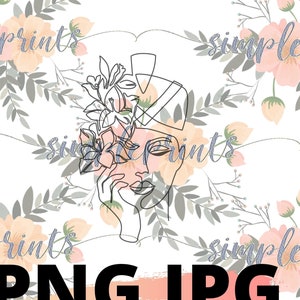 Hmong Design, Hmong Digital, Hmong Print, Hmong Woman &quot;Tranquility&quot;, Continuous Line Art