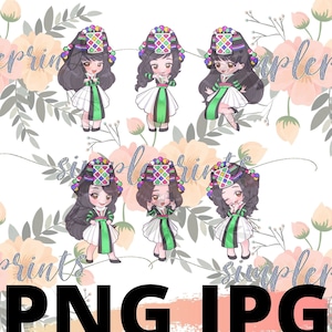 Hmong Design, Hmong Digital, Hmong Print, Hmong Girls 3, Bundle of 6