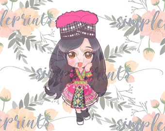 Hmong Design, Hmong Digital, Hmong Print, Hmong Girl 1 - Etsy