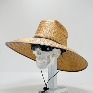 Gardening & Fishing Straw Hat, Brim size 5.75” in. inside circumference about 23” in. Overall hat size total sun coverage 19.5” x 17.5” in.