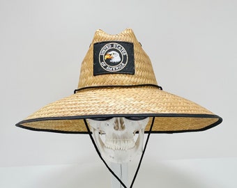 Straw Hat with USOA Eagle Emblem, brim size 5.50” inches, inside circumference about 23.25” inches, overall hat size 19.5”x18” inches.