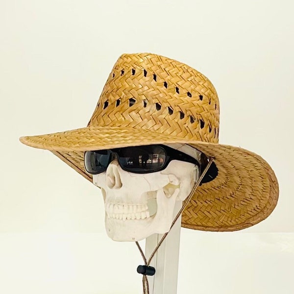 Indy-J. Straw Hat, Brim 3.50" In. great for any outdoor activities, well ventilated and with an adjustable chin strap, classy, stylish look