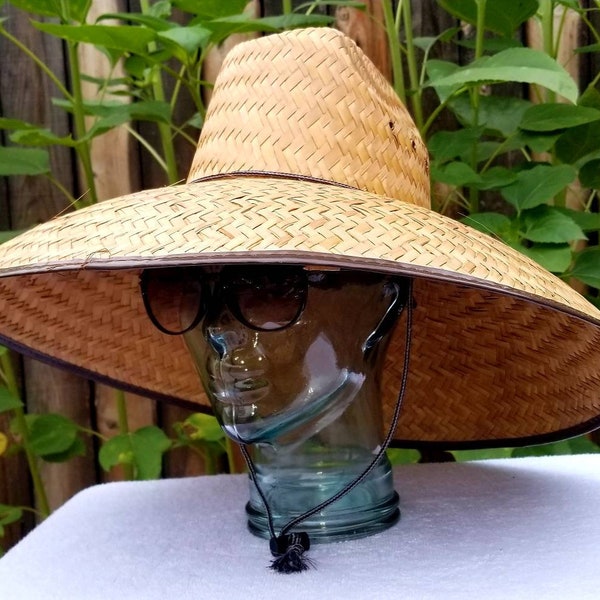 Ladies Jumbo Brown Gardening straw hat, aprox 20x20 Maximum sun coverage, with adjustable strap, handmade in Mexico!