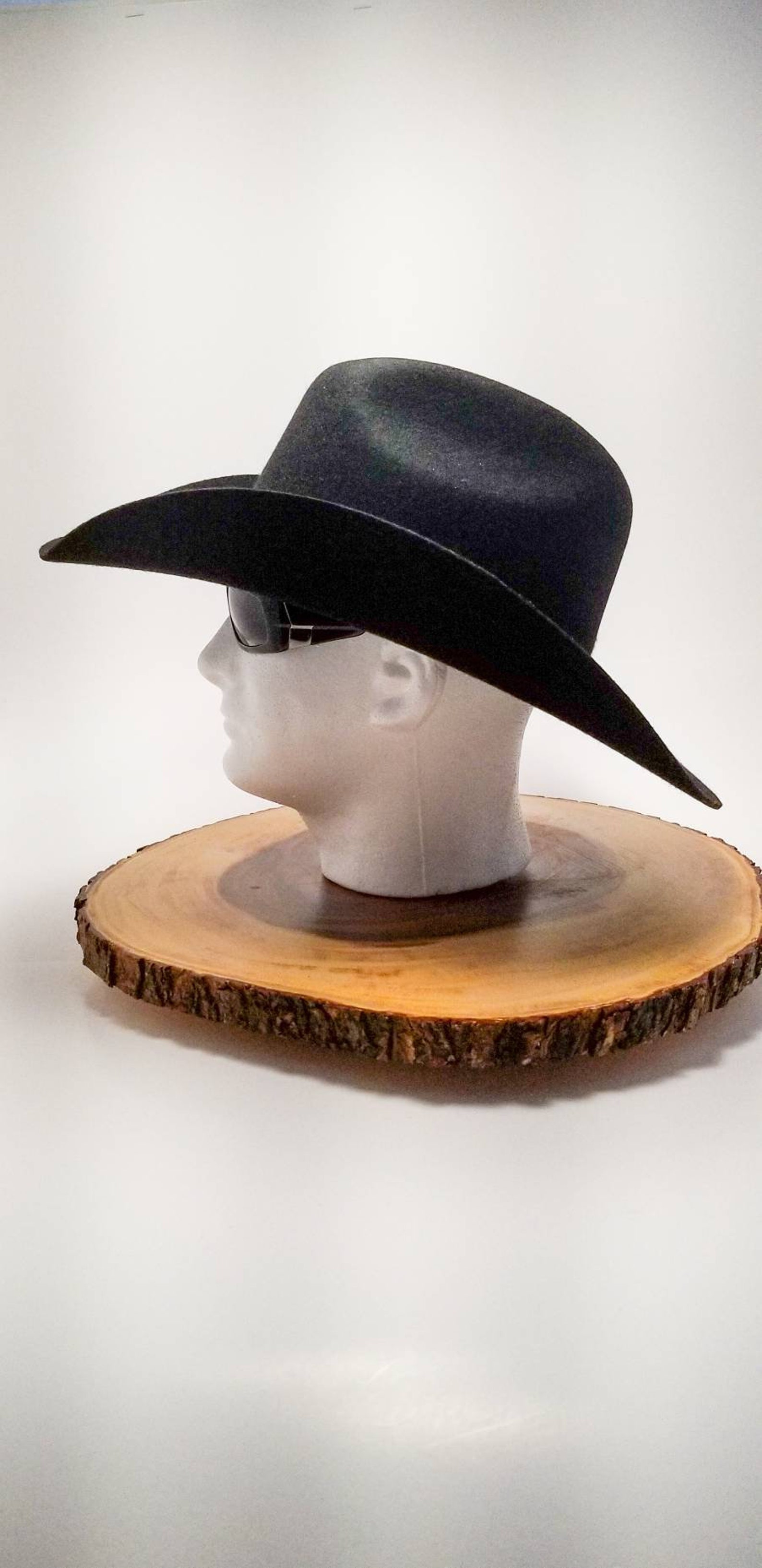 100X Stone Cowboy Hard Spirit Hat deep black with a belt Etsy