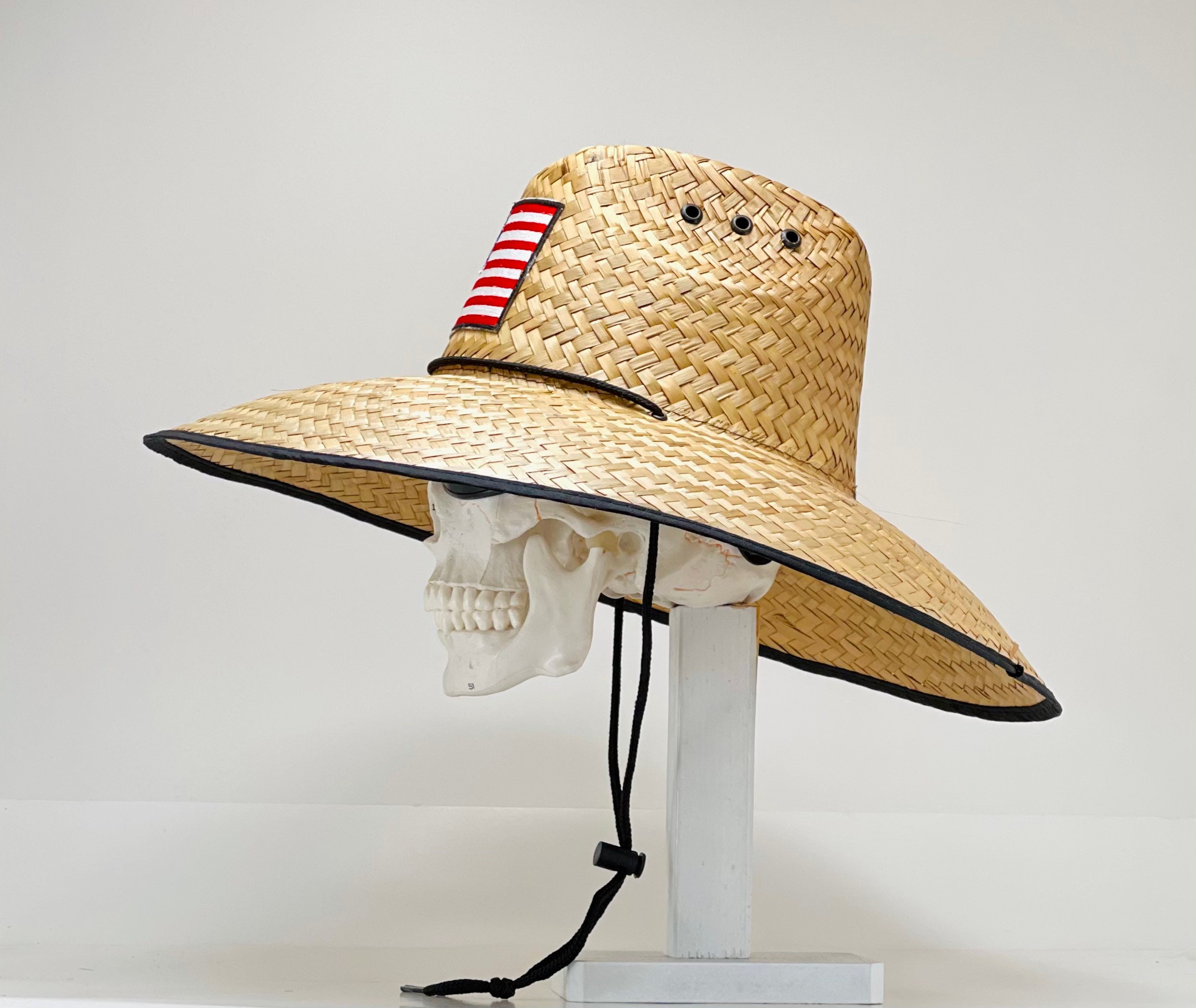 Straw Hat American Flag Emblem brim size 5.50 inches inside Etsy