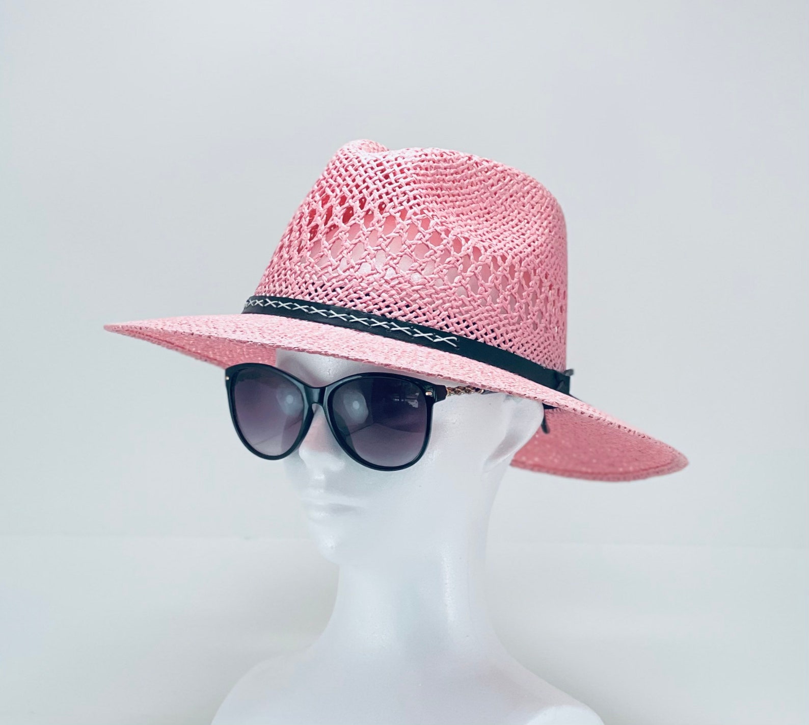 Ladies pink fedora hat brim size 3.25 inches size Large Etsy