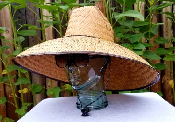 Ladies Jumbo Brown Gardening Straw Hat, Aprox 20x20 Maximum Sun Coverage, with Adjustable Strap, Handmade in Mexico!