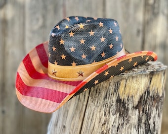 Patriotic Cowboy Flag Hat, One Size Fits All, Overall Size 