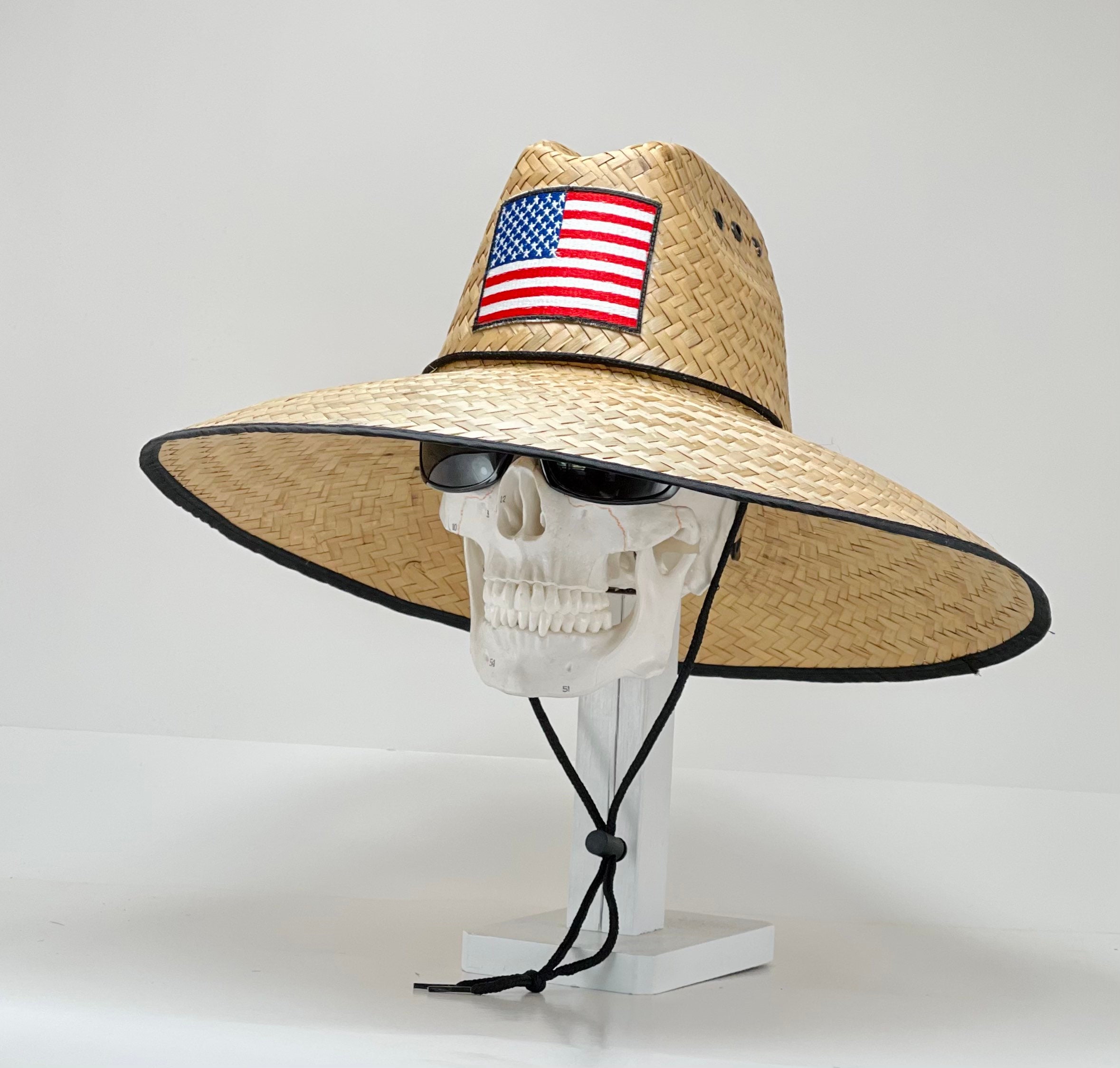 Straw Hat American Flag Emblem brim size 5.50 inches inside Etsy