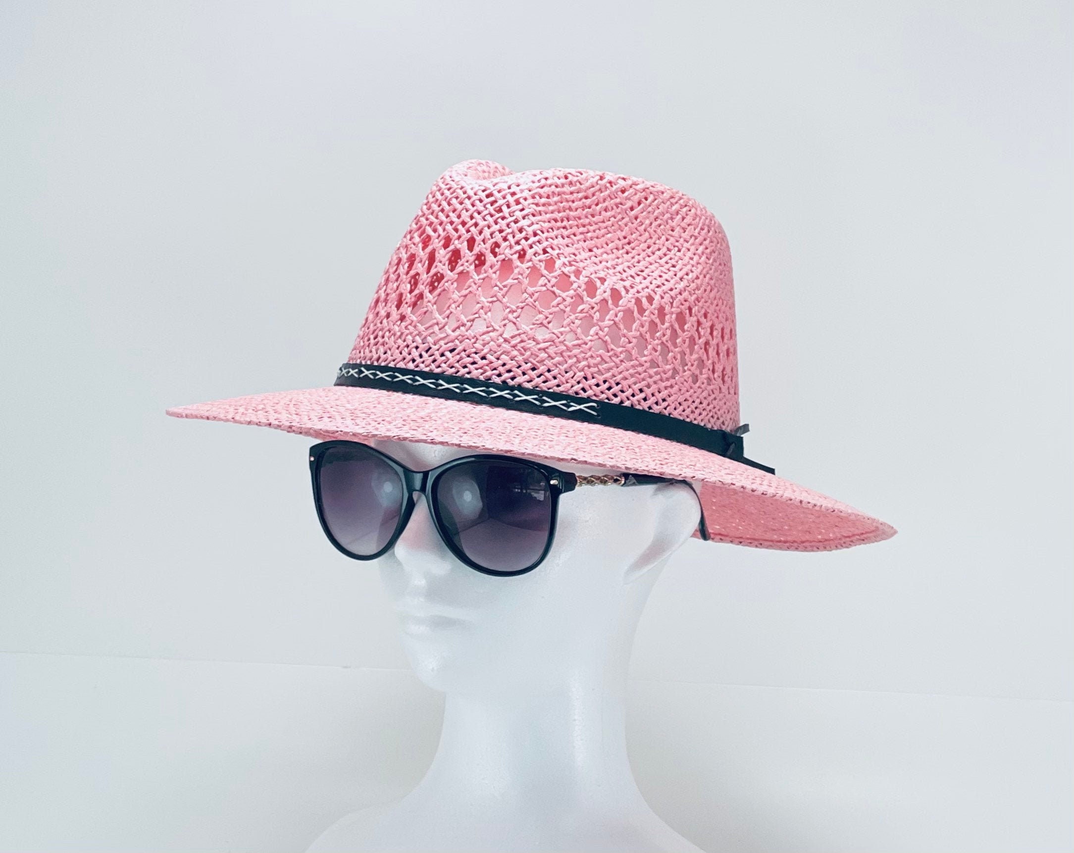 Ladies Pink Fedora Hat Brim Size 3.25 