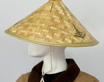 6 Pack Traditional Bamboo Conical Sun Hats with Chin Strap for Outdoor Handmade Bamboo Conical Hat Wide Brim Woven Straw Sun Hat  main image 3