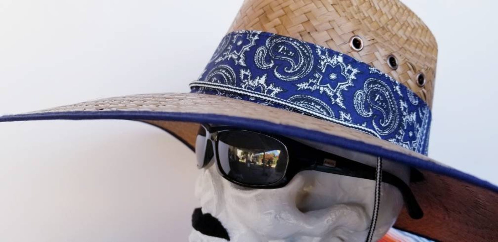 Homie Blue Bandana Straw Hat with an adjustable strap great Etsy