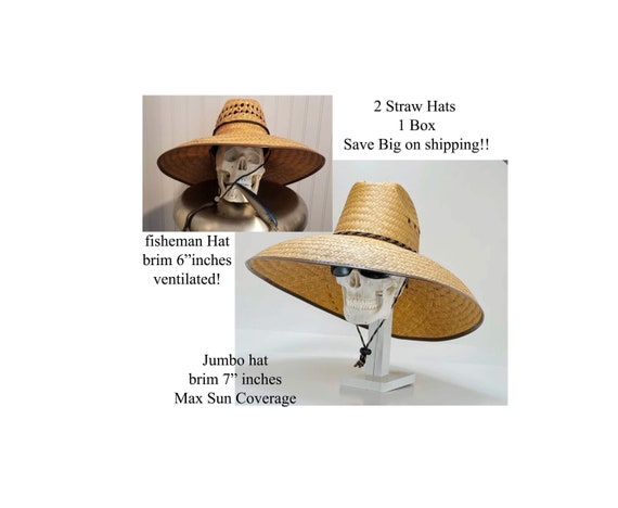 HOT SUMMER SALE 2 Straw Hats, 1 Mega Maximum Sun Coverage, and 1 Fishing  Ventilated Hat, 2 Hats in 1 Box Save on Shipping, Great Savings -  UK