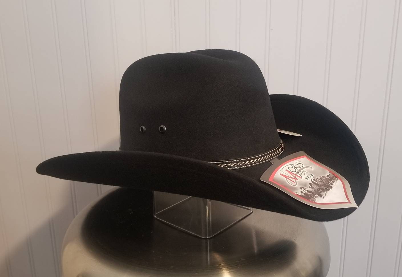 Black Felt Cowboy Hat, BEST SELLER! with an elastic sweat bandana for a comfort fit and incase a bit Big, Made in Mex. Rain Cover included!