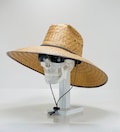 Gardening & Fishing Straw Hat, Brim size 5.75” in. inside circumference about 23” in. Overall hat size total sun coverage 19.5” x 17.5” in.