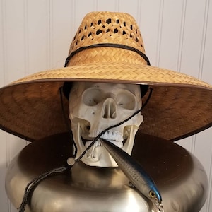 Fishermen/Gardening Brn. Straw VENTILATED!! hat with Adjustable strap, great for any activity under the sun, A must have!!  brim size 5.3/4&quot;
