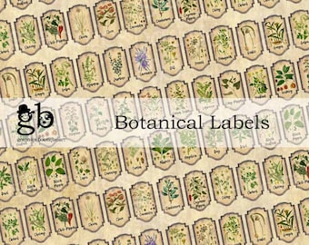 Etiquetas botánicas, etiquetas de flores y hierbas, etiquetas digitales 22-12